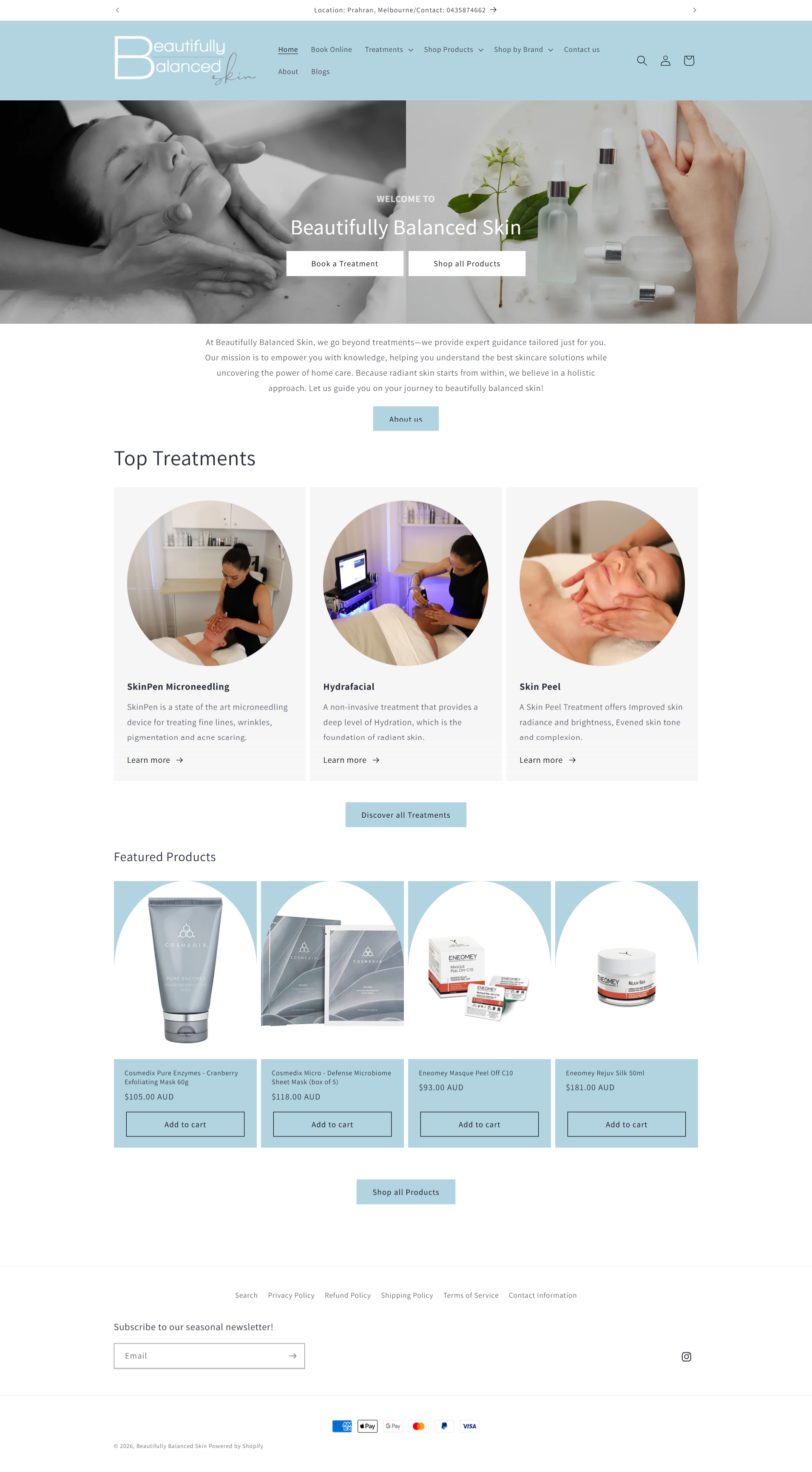 Beautifully Balanced Skin Shopify store built by Opti Scale — skincare clinic Melbourne, Lilly Lavakeiaho